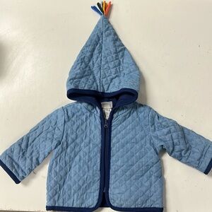 Hanna Andersson Infant Quilted Chambray Jacket Tassel Hood 0-3M